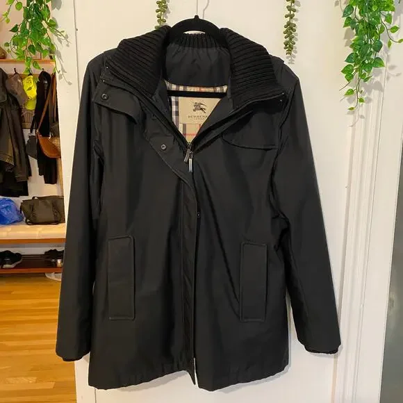 Burberry Calandra Black Coat Jacket interior Novacheck Lining Winter sz S - Picture 7 of 15